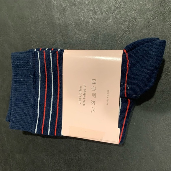 Ibi Navy Blue striped toeless pedicure socks, One Size Fits Most - Picture 2 of 2